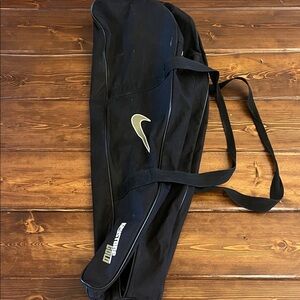 Nike Black Duffel Bag with Silver Logo Keystone gold. Bat bag.
